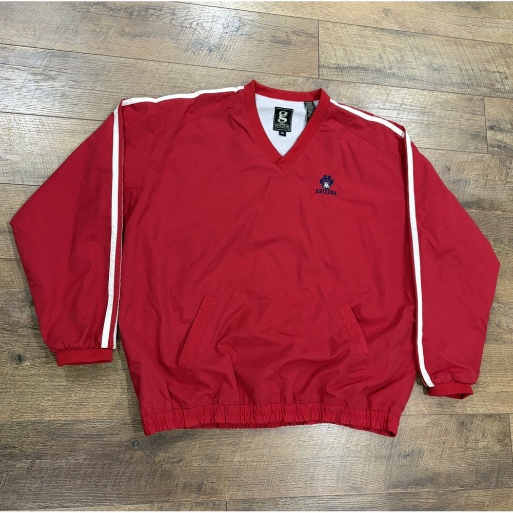 Vintage 90s Arizona Wildcats Pullover‎ Nylon Windbreaker Satin Lined Red XXL